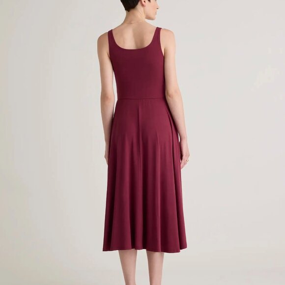 Quince Tencel Jersey Fit & Flare Midi Dress, Wine/Burgundy/Red, NWT (XS-XL) - Picture 5 of 5